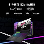 Asus ROG Strix G15 Gaming (2022) Laptop - AMD Ryzen 7-6800H / 15.6inch FHD / 512GB SSD / 16GB RAM / 4GB NVIDIA GeForce RTX 3050 Graphics / Windows 11 Home / English & Arabic Keyboard / Eclipse Grey / Middle East Version - [G513RC-HN088W]