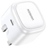 UGREEN Nexode 30W USB-C PD GaN Fast Charger, UK Plug, Compact Design – White