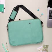 Dawenha LPT43 shoulder Leather Laptob Sleeve  / two zippers /  hand / 3 layers protection /  Pistachio