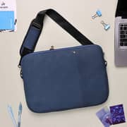 Dawenha LPT44 shoulder Leather Bag  two zippers - 3 layers protection / spill-resistant / dustproof / shockproof / Navy Blue