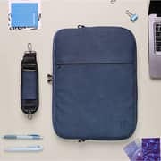 Dawenha LPT44 shoulder Leather Bag  two zippers - 3 layers protection / spill-resistant / dustproof / shockproof / Navy Blue