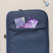 Dawenha LPT44 shoulder Leather Bag  two zippers - 3 layers protection / spill-resistant / dustproof / shockproof / Navy Blue