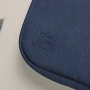 Dawenha LPT44 shoulder Leather Bag  two zippers - 3 layers protection / spill-resistant / dustproof / shockproof / Navy Blue