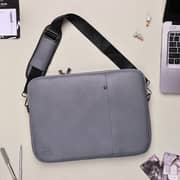 Dawenha LPT45 shoulder Leather Bag  two zippers - 3 layers protection / spill-resistant / dustproof / shockproof / Grey