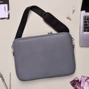 Dawenha LPT45 shoulder Leather Bag  two zippers - 3 layers protection / spill-resistant / dustproof / shockproof / Grey