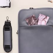 Dawenha LPT45 shoulder Leather Bag  two zippers - 3 layers protection / spill-resistant / dustproof / shockproof / Grey