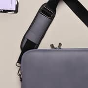 Dawenha LPT45 shoulder Leather Bag  two zippers - 3 layers protection / spill-resistant / dustproof / shockproof / Grey