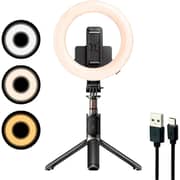 Yesido Wireless Selfie Stick Telescopic Phone Holder Tripod With Ring Fill Light Black