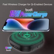 Budi 15W Magnetic Wireless Charger Black