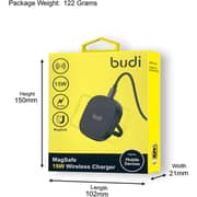 Budi 15W Magnetic Wireless Charger Black