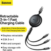 Baseus 3-in-1 USB To M+L+C Fast Charging Data Cable 1.1m Black