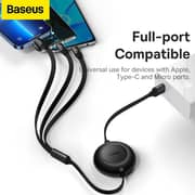 Baseus 3-in-1 USB To M+L+C Fast Charging Data Cable 1.1m Black