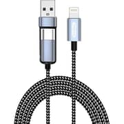 Go Des 2-in-1 Lightning To USB-A + USB-C Cable 1m Black