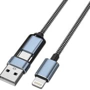 Go Des 2-in-1 Lightning To USB-A + USB-C Cable 1m Black