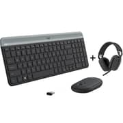 Logitech MK470 Wireless Keyboard & Mouse Combo Graphite + Logitech ZoneVibe 100 Wireless On Ear Headset Graphite