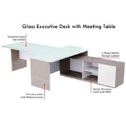 Mahmayi L Shaped Glass Executive Desk Table 75 x 320 x 180 cm - Light Beige