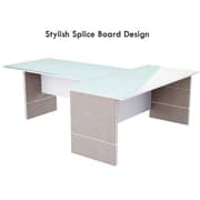 Mahmayi L Shaped Glass Executive Desk Table 75 x 320 x 180 cm - Light Beige