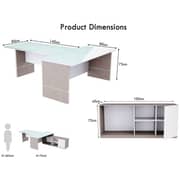 Mahmayi L Shaped Glass Executive Desk Table 75 x 320 x 180 cm - Light Beige