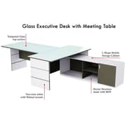 Mahmayi L Shaped Glass Executive Desk Table 75 x 320 x 180 cm