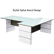 Mahmayi L Shaped Glass Executive Desk Table 75 x 320 x 180 cm