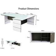 Mahmayi L Shaped Glass Executive Desk Table 75 x 320 x 180 cm