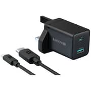 RAVPower 20W PD Pioneer 2 Port Wall Charger Combo Black