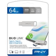 PNY DuoLink Dual Flash Drive USB3.2 64GB Silver P-FD164GDULINKTYC-GE