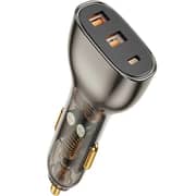 Recci Triple Output Fast Car Charger 93 Watts Transparent Blue