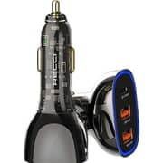 Recci Triple Output Fast Car Charger 93 Watts Transparent Blue