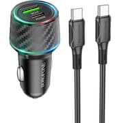 Borofone Dual Port USB Car Charger With Type C Cable 1m Black