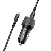 Borofone Dual Port USB Car Charger With Type C Cable 1m Black