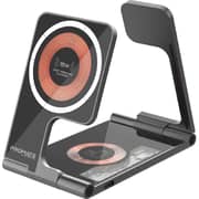 Promate 3 in 1 Ultra-Slim Foldable Wireless Charging Station Black