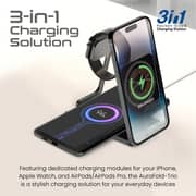Promate 3 in 1 Ultra-Slim Foldable Wireless Charging Station Black