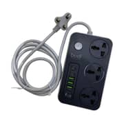 Budi 5 USB Power Multi Extention Socket Black