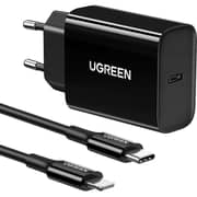 Ugreen USB-C Fast Charger PD With USB-C To Lightning Data Cable 1m Black