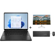 HP Spectre x360 2-in-1 (2022) Laptop - 12th Gen / Intel Core i7-1255U / 13.5inch FHD / 1TB SSD / 16GB RAM / Shared Intel Iris Xe Graphics / Win11 / English & Arabic Keyboard / Black / Middle East Version - [14-EF0015NE] + M27fw Monitor + 230 KB & Mouse