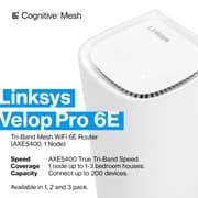 Linksys Velop Pro 6E AXE5400 Tri-Band WiFi 6E Mesh System 1Pack