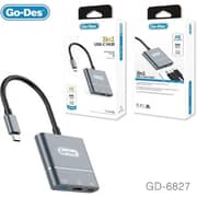Go Des 3-in-1 USB-C Hub Converter Adapter Grey