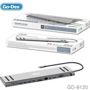 Go Des 14-in-1 USB-C Multi Function Docking Station Grey