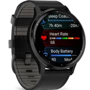 Garmin Venu 3 GPS Smartwatch Slate Stainless Steel Bezel With Black Case and Leather Band (includes black silicone band) 45mm 010-02784-52