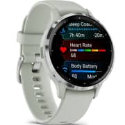Garmin Venu 3s GPS Smartwatch Silver Stainless Steel Bezel With Sage Grey Case and Silicone Band 41mm 010-02785-01