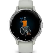 Garmin Venu 3s GPS Smartwatch Silver Stainless Steel Bezel With Sage Grey Case and Silicone Band 41mm 010-02785-01