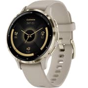 Garmin Venu 3s GPS Smartwatch Soft Gold Stainless Steel Bezel With French Grey Case and Silicone Band 41mm 010-02785-02