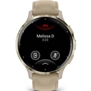 Garmin Venu 3s GPS Smartwatch Soft Gold Stainless Steel Bezel With French Grey Case and Leather Band (includes French Gray silicone band) 41mm 010-02785-55