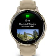 Garmin Venu 3s GPS Smartwatch Soft Gold Stainless Steel Bezel With French Grey Case and Leather Band (includes French Gray silicone band) 41mm 010-02785-55