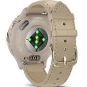 Garmin Venu 3s GPS Smartwatch Soft Gold Stainless Steel Bezel With French Grey Case and Leather Band (includes French Gray silicone band) 41mm 010-02785-55