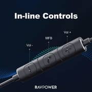 RavPower BH1006 In-Ear Stereo Wired Earphone Type-C - Black