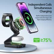 Duzzona 3-in-1 Magnetic Wireless Charger Stand 1m Black