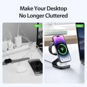 Duzzona 3-in-1 Magnetic Wireless Charger Stand 1m Black