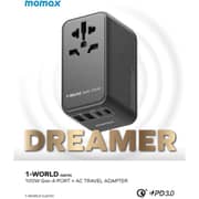 Momax 4 Port GAN Travel Adaptor Black